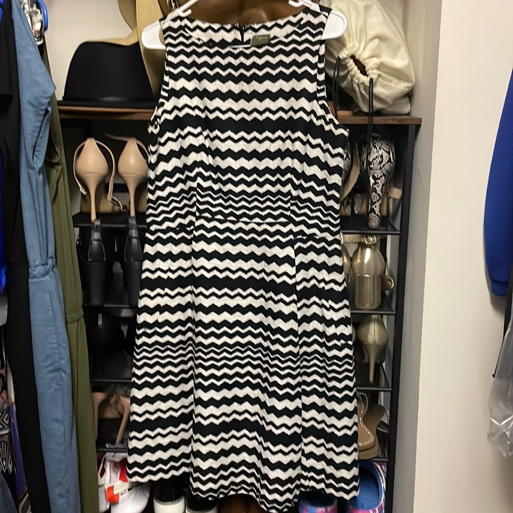 Taylor fit n flare Black & white business casual/semi-formal dress